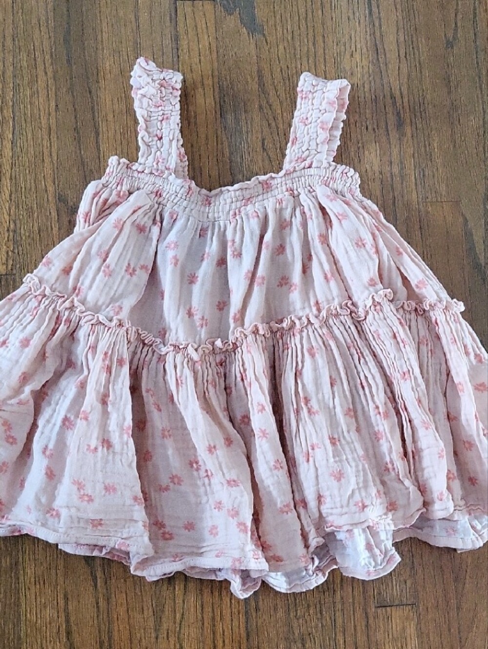 Rylee + Cru Pale Pink Floral Ruffle Dress